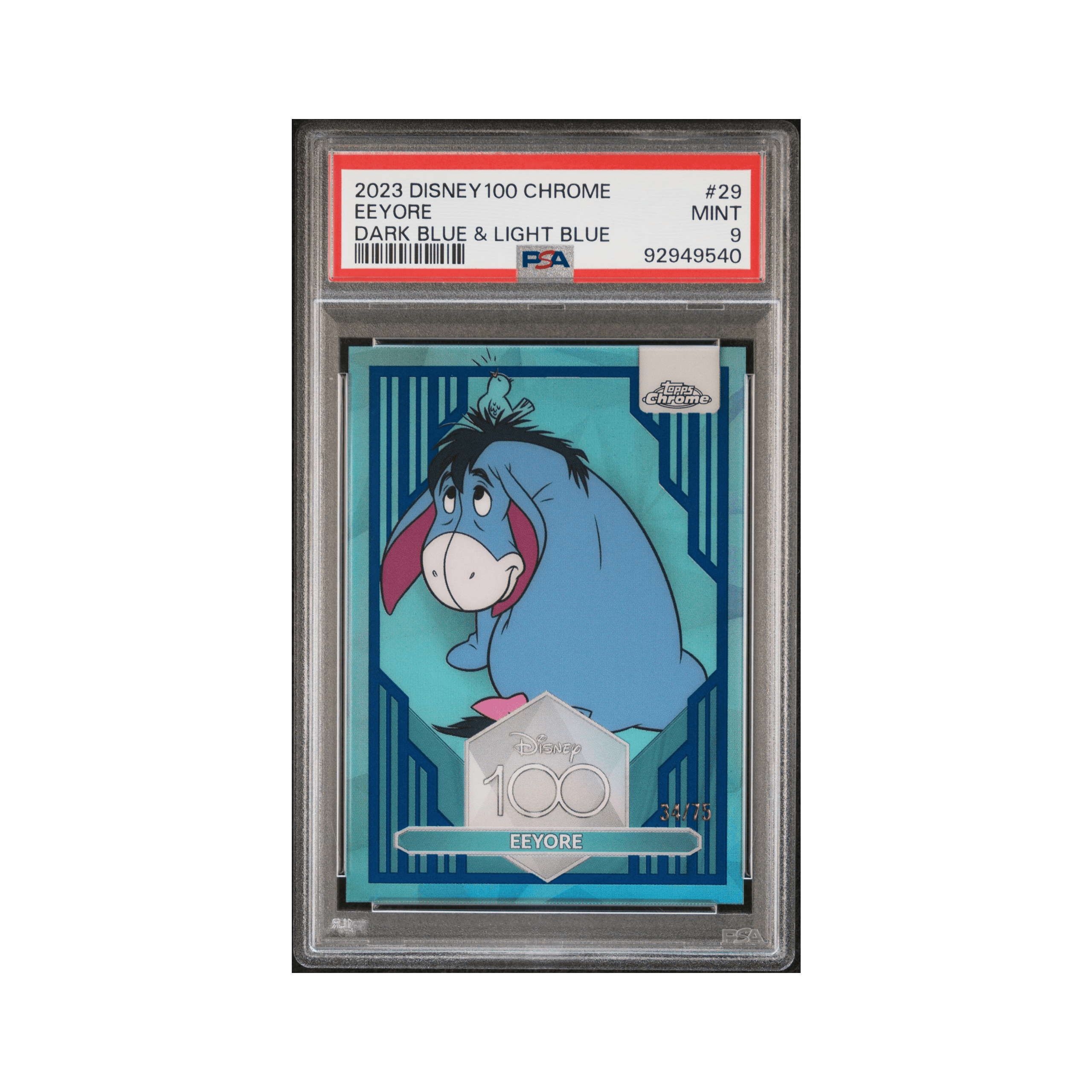2023 TOPPS CHROME DISNEY100 #29 EEYORE DARK BLUE & LIGHT BLUE REF