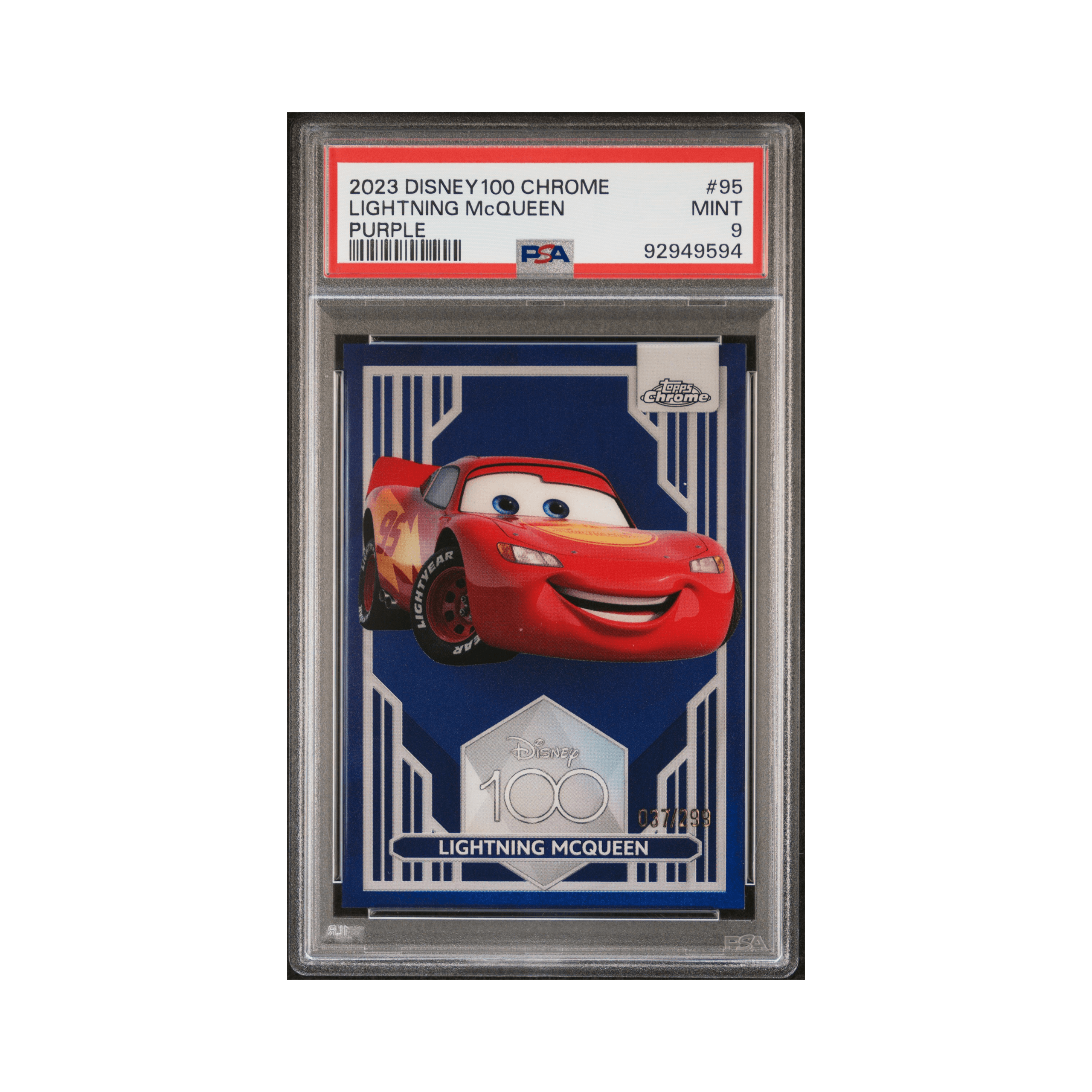 2023 TOPPS CHROME DISNEY100 #95 LIGHTNING McQUEEN PURPLE REFRACTOR