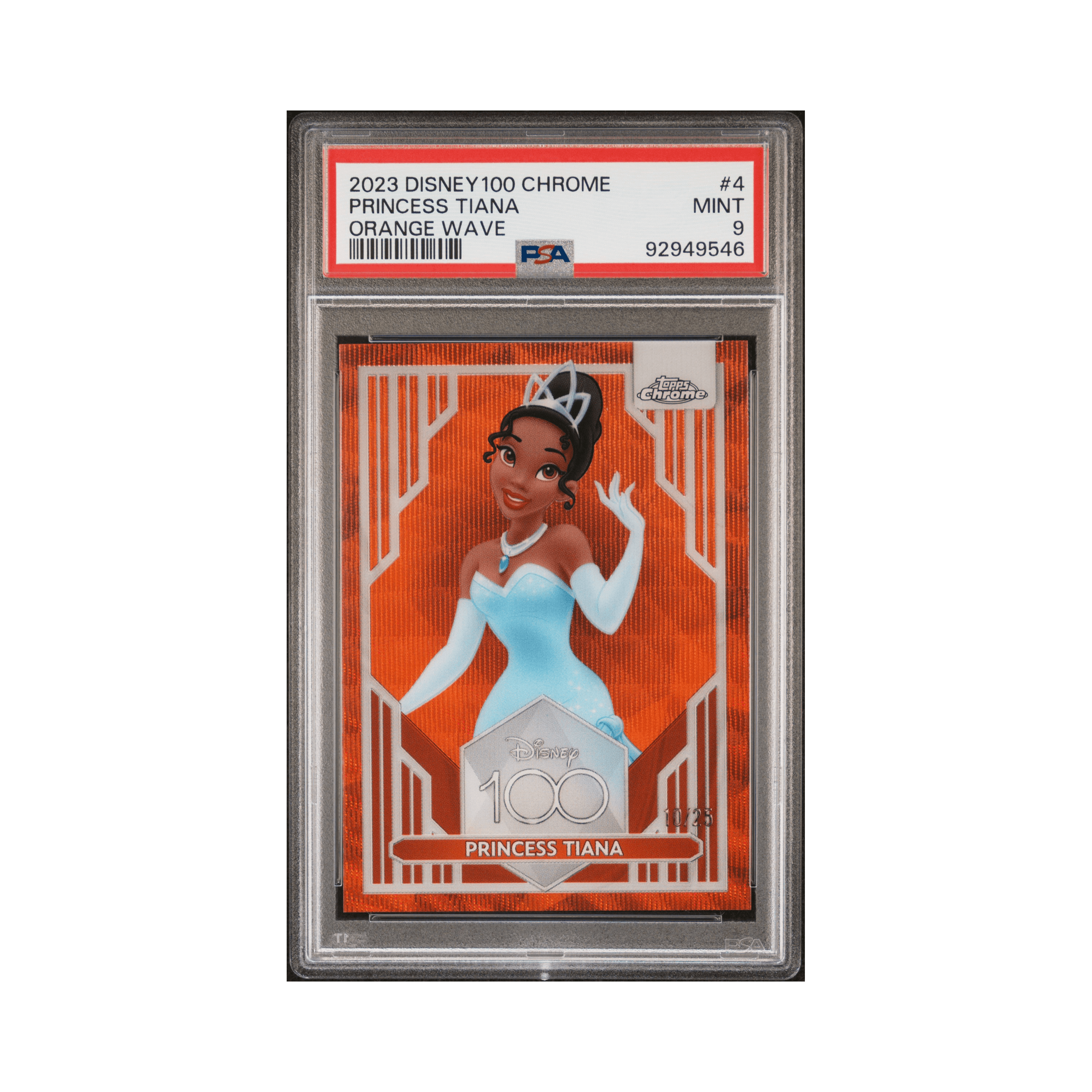 2023 TOPPS CHROME DISNEY100 #4 PRINCESS TIANA ORANGE WAVE