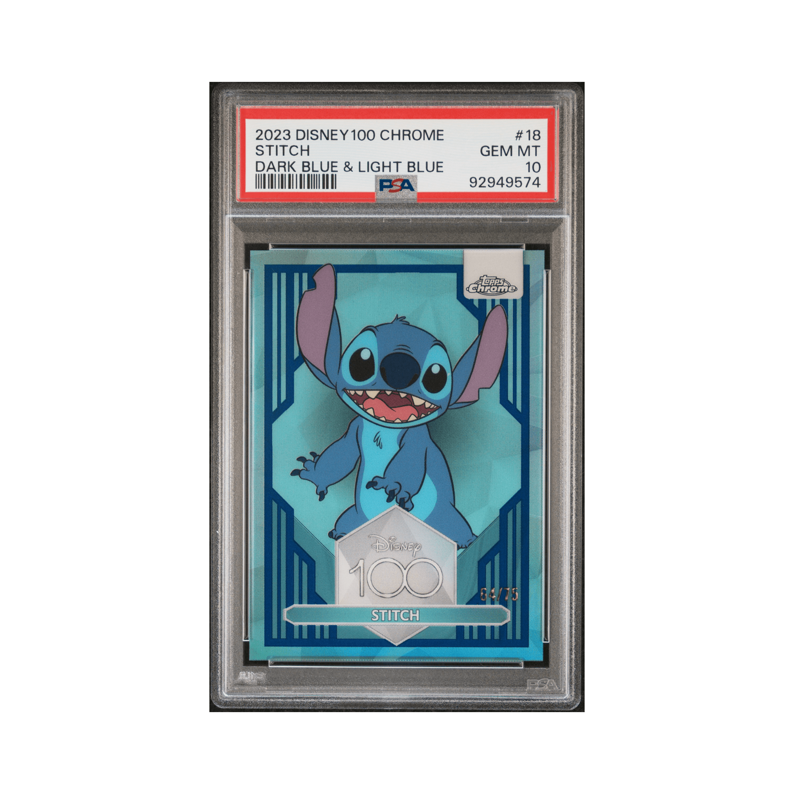 2023 TOPPS CHROME DISNEY100 #18 STITCH DARK BLUE & LIGHT BLUE REF