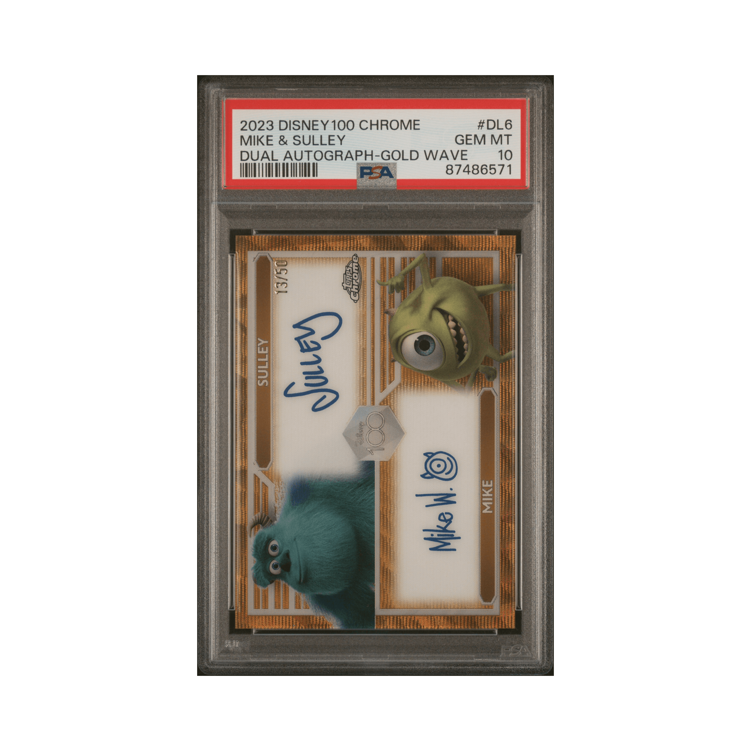 2023 TOPPS CHROME DISNEY100 DUAL AUTOGRAPHS #DL6 MIKE & SULLEY DUAL AUTOGRAPH-GOLD WAVE